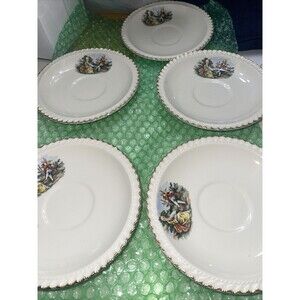 5 The Harker Pottery Company - Saucer - 22K Gold Trim - Colonial Couple